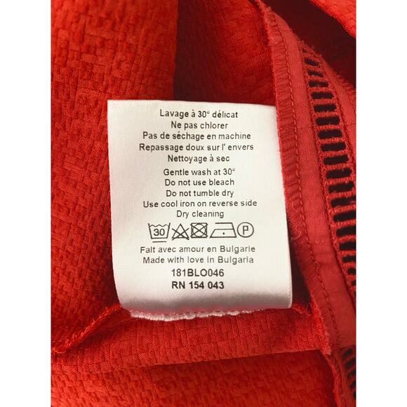 SEZANE Amanda Textured Peek-a-boo Back Red SS Blouse US 42/US 10 - Picture 11 of 11